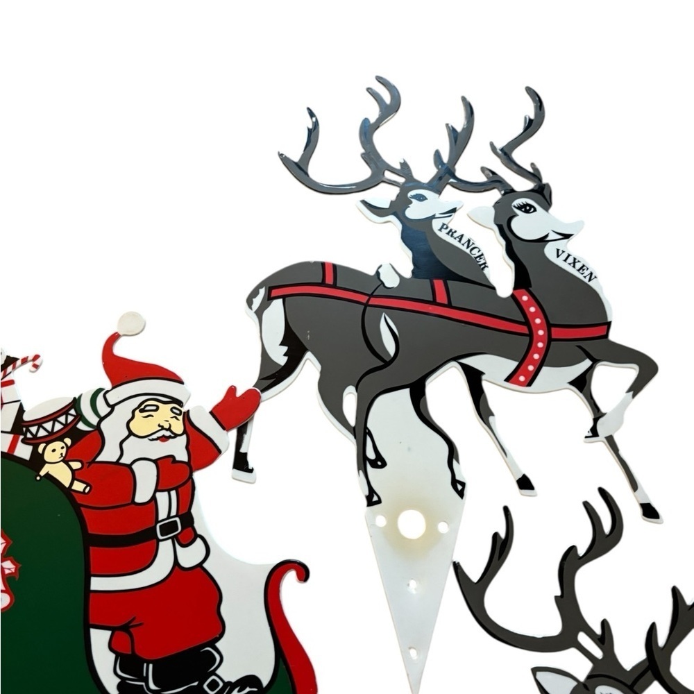 Vintage 1980’s Plastic Christmas Santa & Reindeer Cut-Outs Holiday Display Decor - Picture 5 of 6